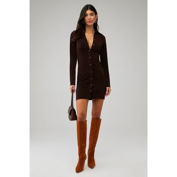 Peppermayo Ring My Bell Mini Dress in Chocolate Brown Size‎ 8 - Picture 1 of 12